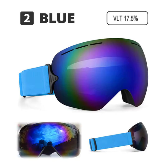 Anti-Fog Ski Snowboard Goggles  - UV400 Adult Men Women Blue