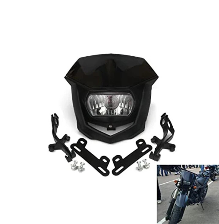 Universal Supermoto Enduro Headlight - For Suzuki Yamaha Honda Motorcycle BLACK