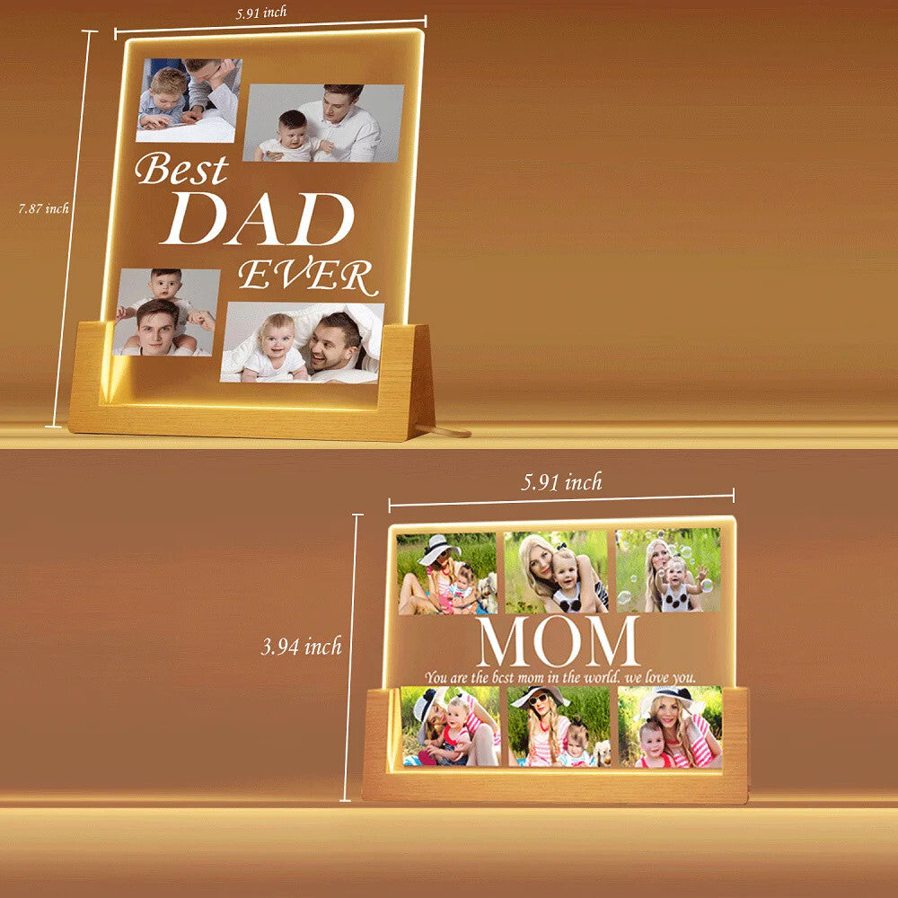 Personalised Mum Photo Frame - LED Light Up Plaque - Anniversary Birthday Gift