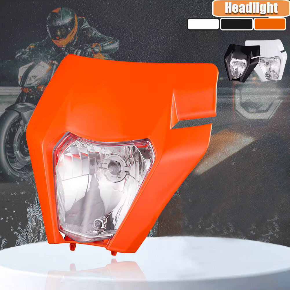 Universal Supermoto Enduro Headlight - For KTM Suzuki Yamaha Motorcycle ORANGE