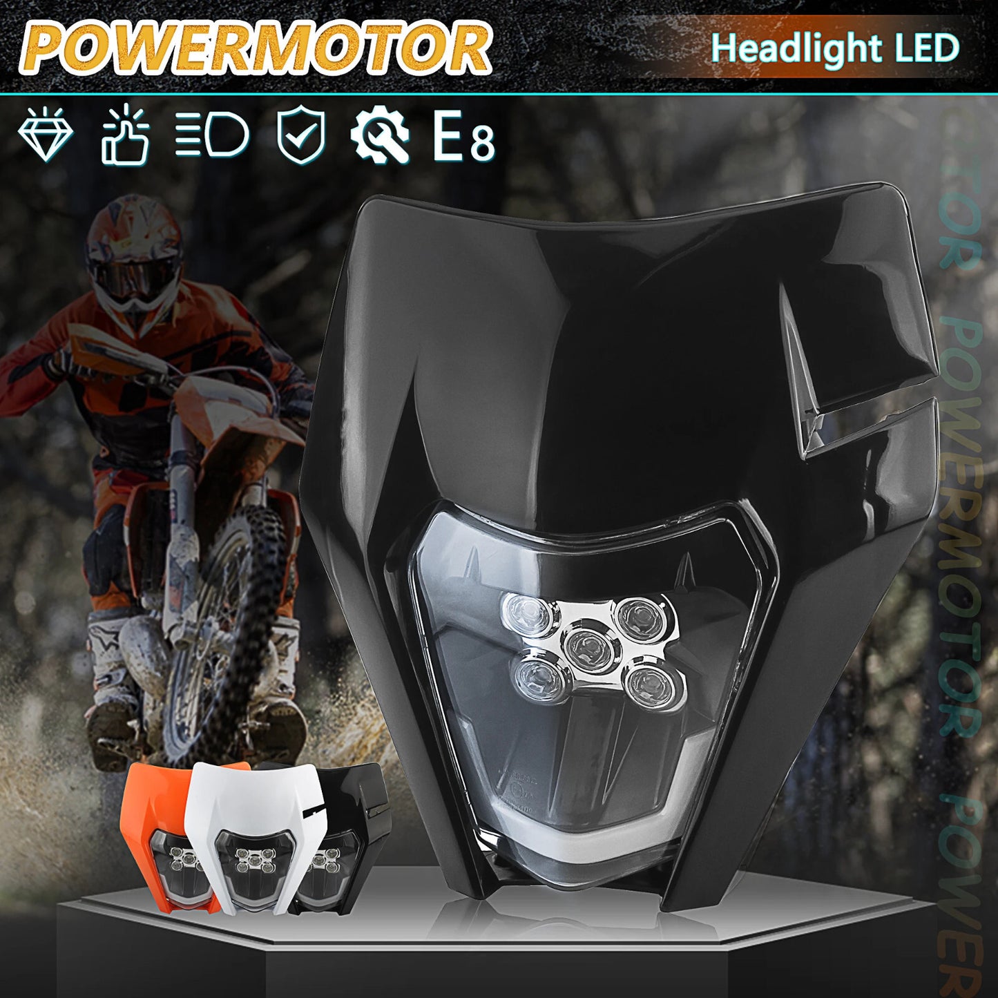 Universal Supermoto LED Headlight - For Kawasaki Suzuki Yamaha Motorcycle etc