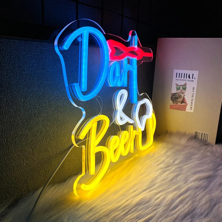 Darts & Beer ! Bar Neon Light - Pub Sign - Home Club etc LED Pint Dart Man Cave