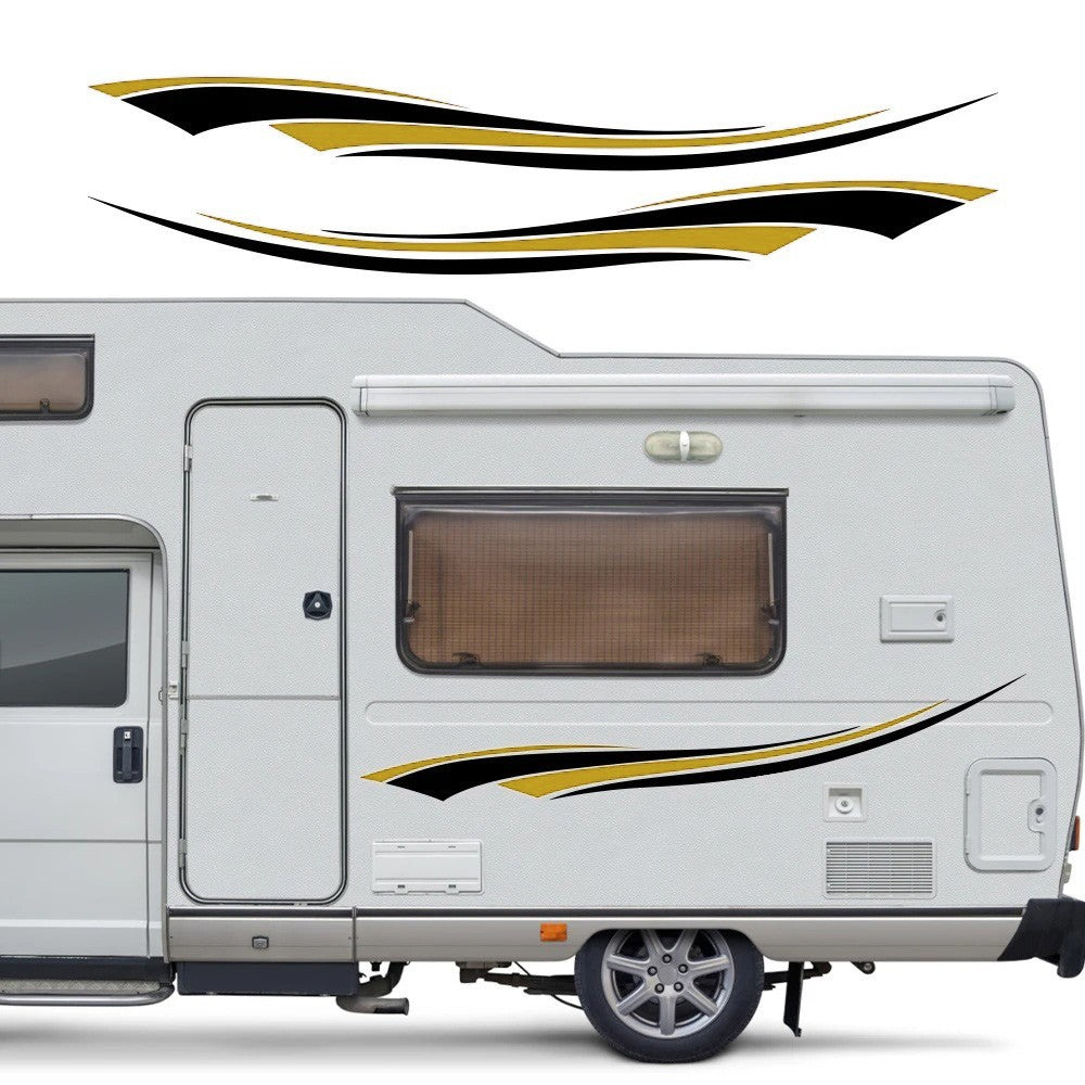 Campervan / Motorhome Decal Graphics Set, Black & Gold - Caravan Horsebox etc