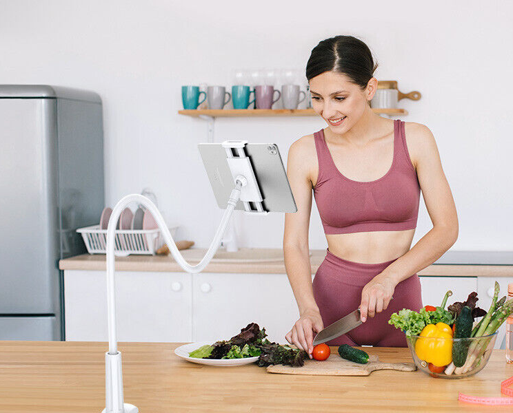 Adjustable Gooseneck Tablet Holder- Flexible Mount Bedside Stand Universal Ipad