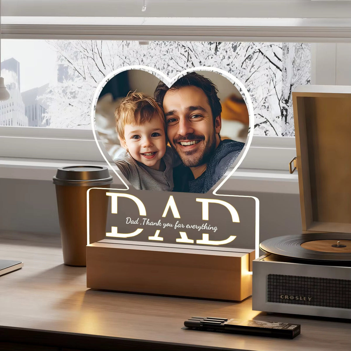 Personalised Dad Photo Frame - LED Light Up Plaque - Fathers Day / Birthday Gift