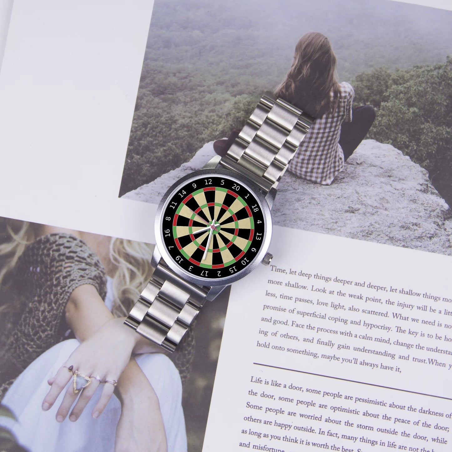 Men's Dartboard Wrist Watch - Analogue Fathers Day Christmas Darts Gift Novelty