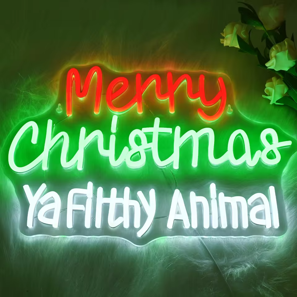 Merry Christmas Ya Filthy Animal Neon Sign - LED XMAS Light - Home Happy Store