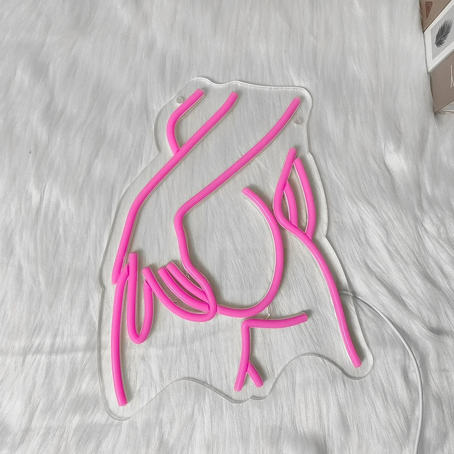 Stripper / Burlesque Girl Neon Sign - LED Light - Wall Strip Club Sexy Booty USB