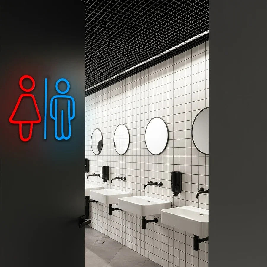 Toilets LED Neon Light Sign | Male Female WC Loo Restroom Hanging Wall Bathroom