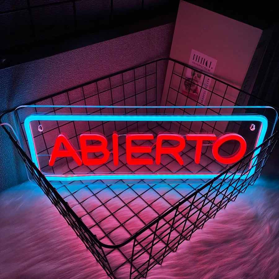 Abierto Neon Sign - Open LED Light - Business Latina Espanol Spanish Language