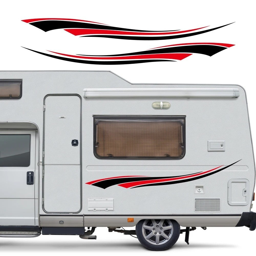 Campervan / Motorhome Decal Graphics Set, Black & Red - Caravan Horsebox etc