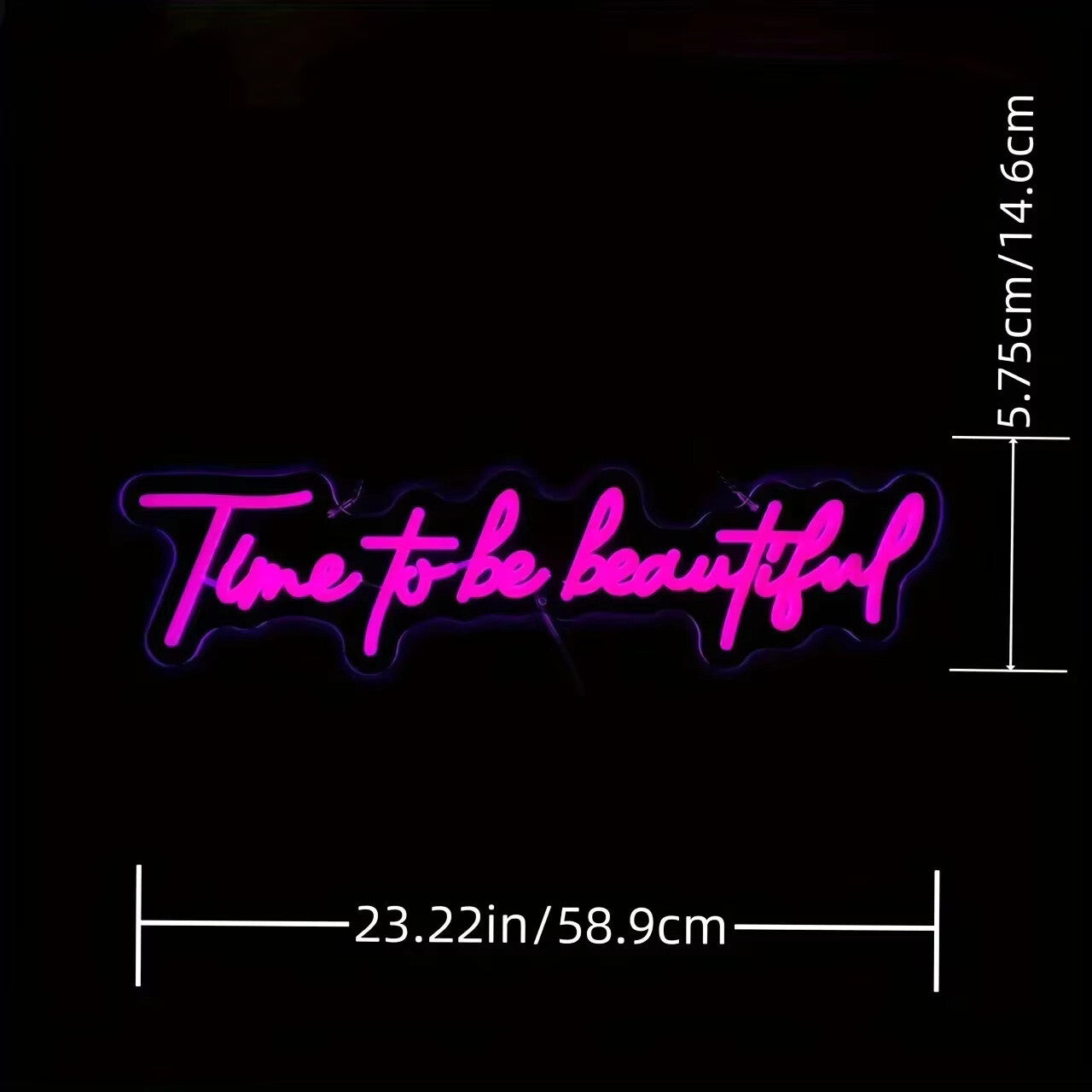 Time To Be Beautiful Neon Sign -Hair Dresser Beauty Salon Nails Lips Light LED