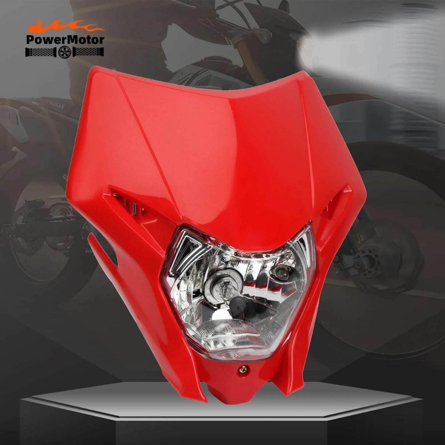 Universal Supermoto Enduro Headlight - For Honda Suzuki Yamaha Motorcycle Red