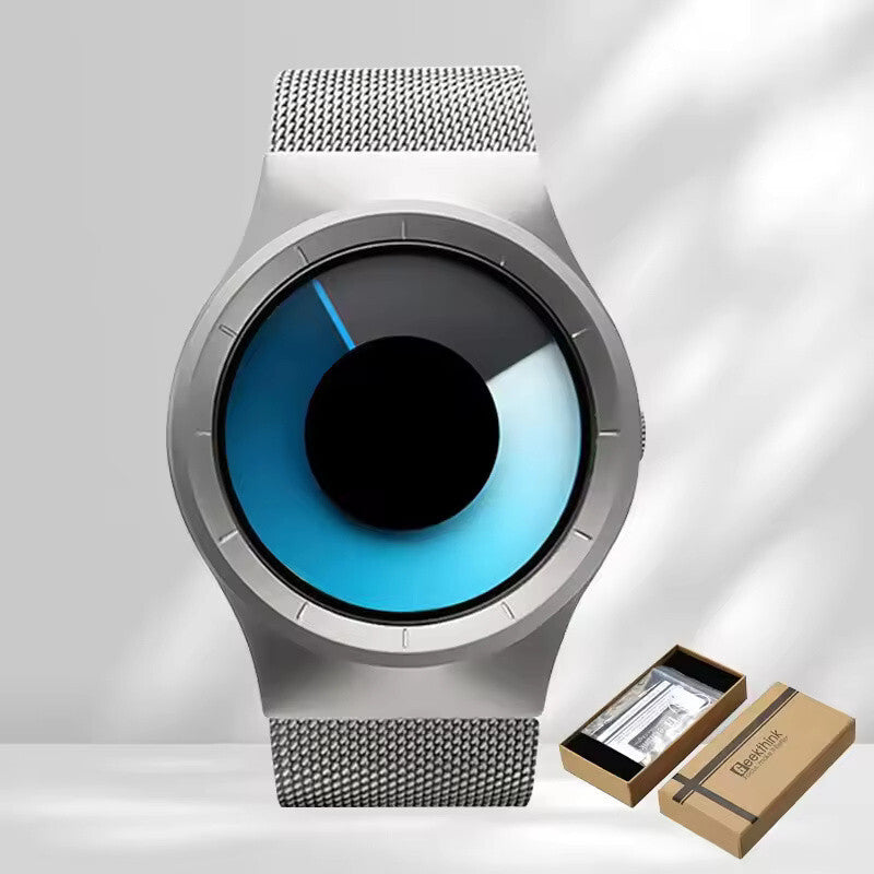 Numberless Watch - Liquid Blue Display - Fathers Day Gift Novelty Unique Unisex