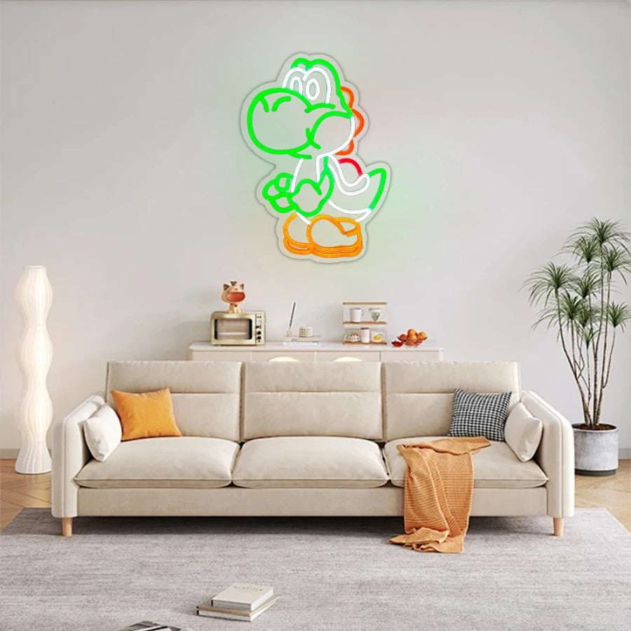 Yoshi / Mario Themed Neon Light - Nintendo Retro Gaming Sign Wall Gift USB