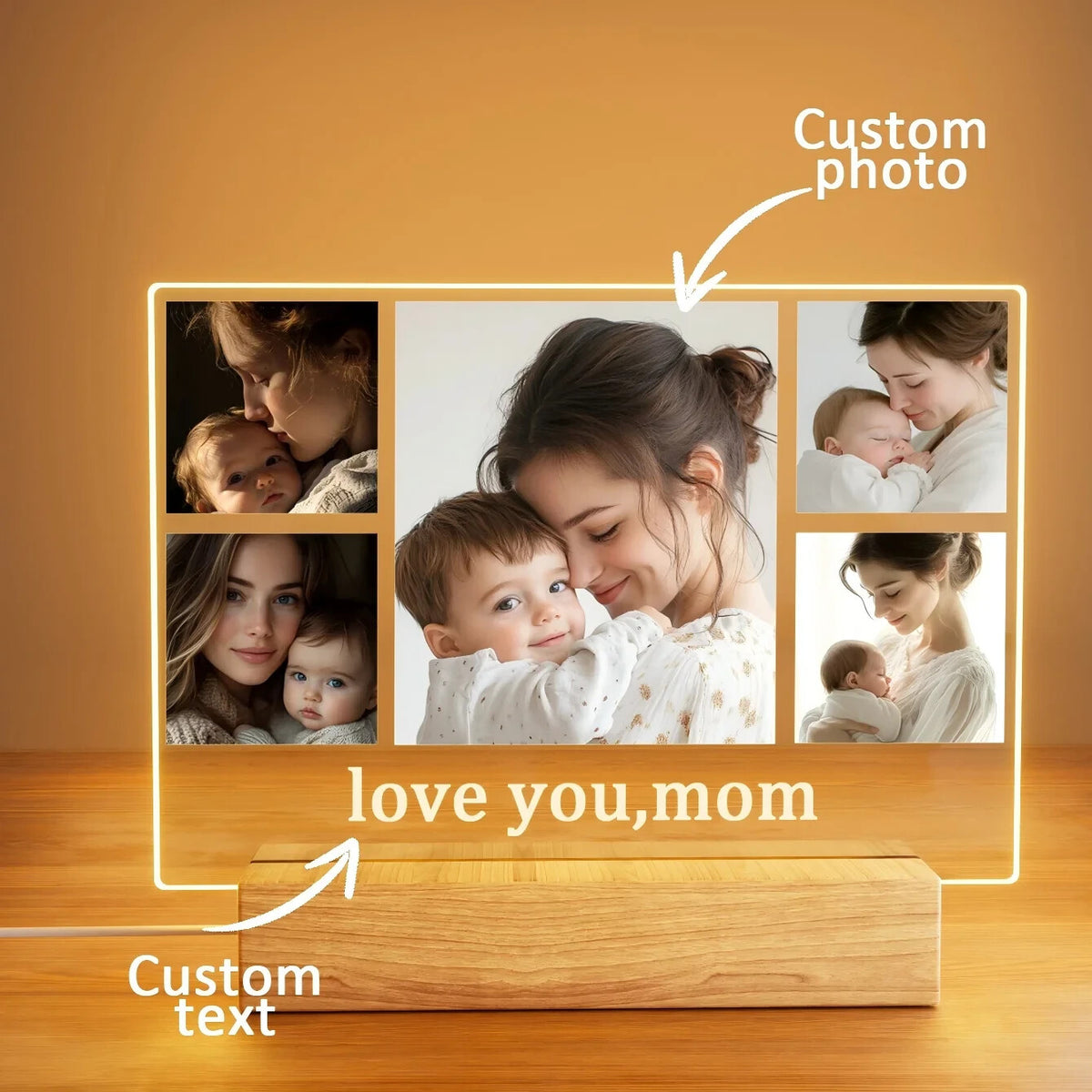 Personalised Mum Photo Frame - LED Light Up Plaque - Mothers Day Birthday Gift