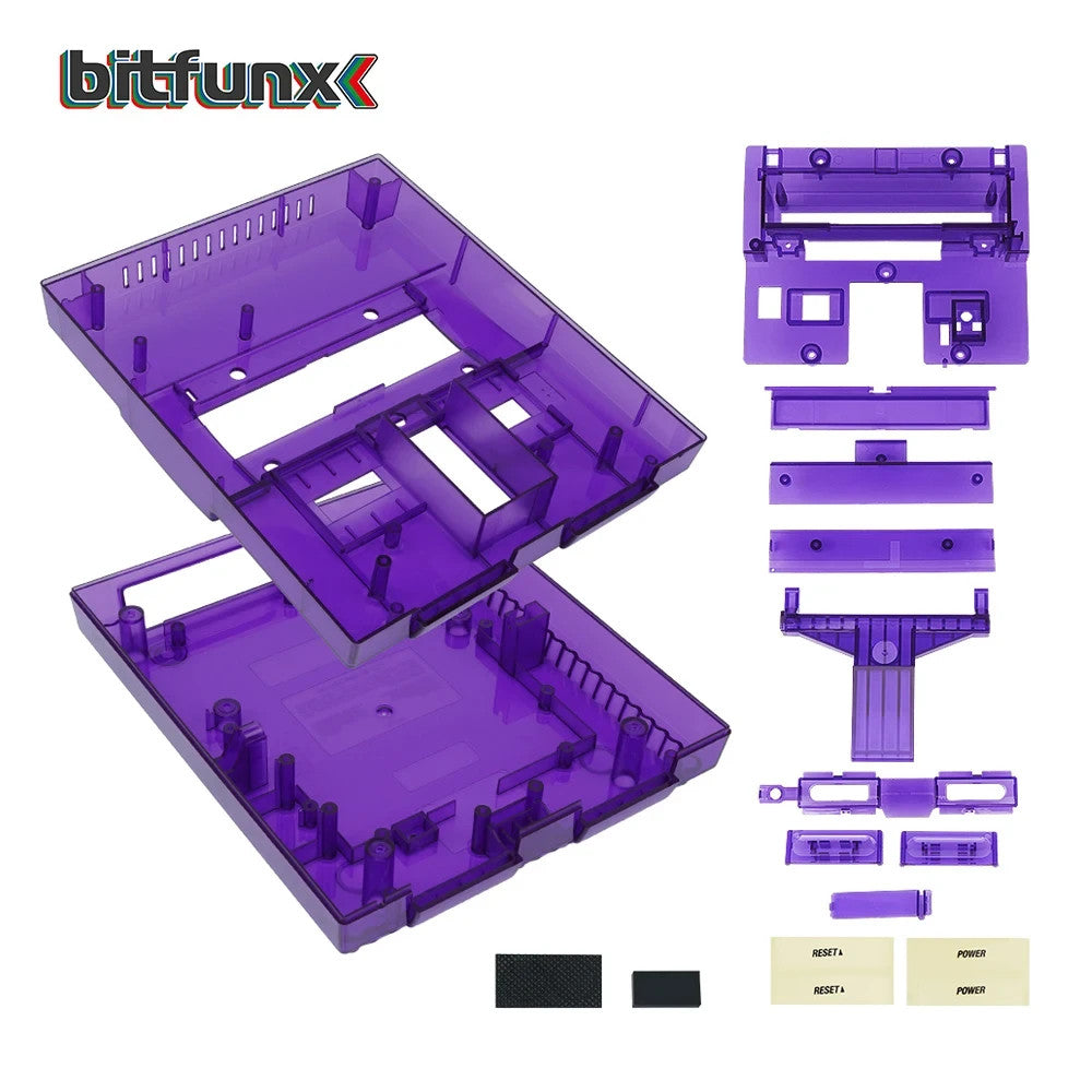 Replacement Shell Case for Nintendo SNES Console US VERSION - Transparent Purple