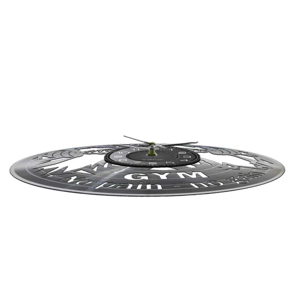 NO PAIN - NO GAIN 3D Vinyl Record Wall Clock for Home Gym Fitness Centre etc