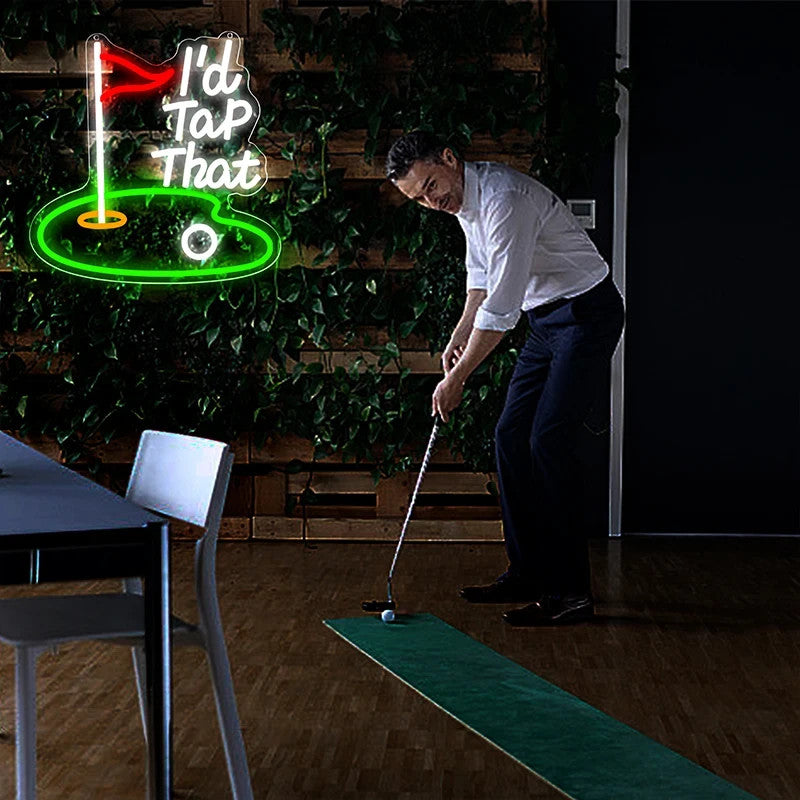 I'd Tap That - Golf LED Neon Light - Green Rough Putting Sign Ball Mini Golfing