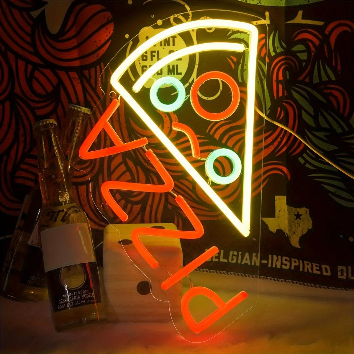 Pizza Slice Neon Sign - LED Light Fast Food Pizza Shop Takeaway Italian