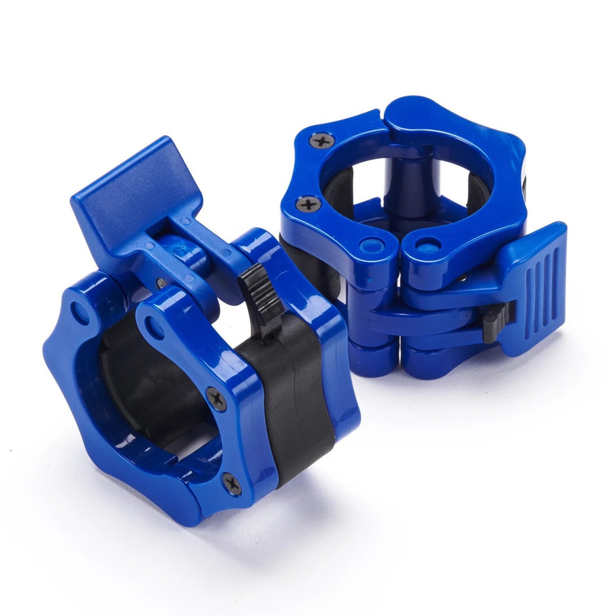 Olympic Bar Collar Clamps BLUE - 2 inch 50mm Barbell Gym Quick Clips Pair 5cm