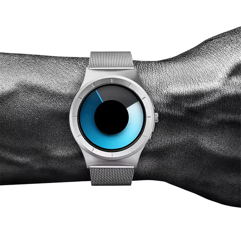 Numberless Watch - Liquid Blue Display - Fathers Day Gift Novelty Unique Unisex