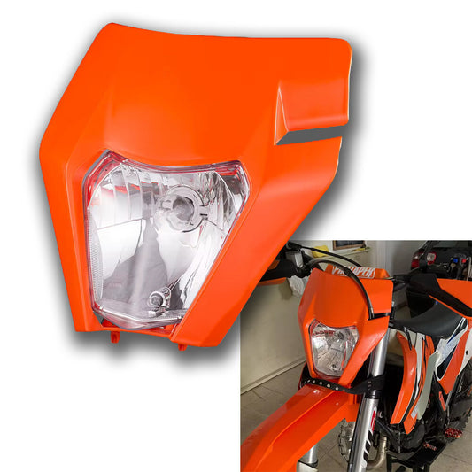 Universal Supermoto Enduro Headlight - For KTM Suzuki Yamaha Motorcycle ORANGE