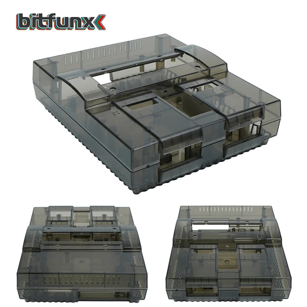 Replacement Shell Case for Nintendo SNES Console US VERSION - Transparent Black