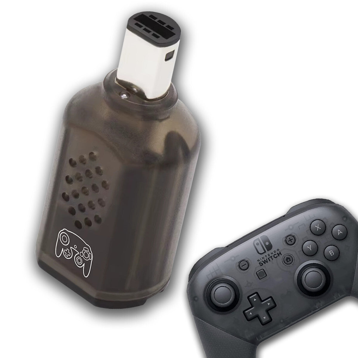 Wireless Bluetooth Receiver - Nintendo Gamecube  -(Transparent Black) Blue Retro