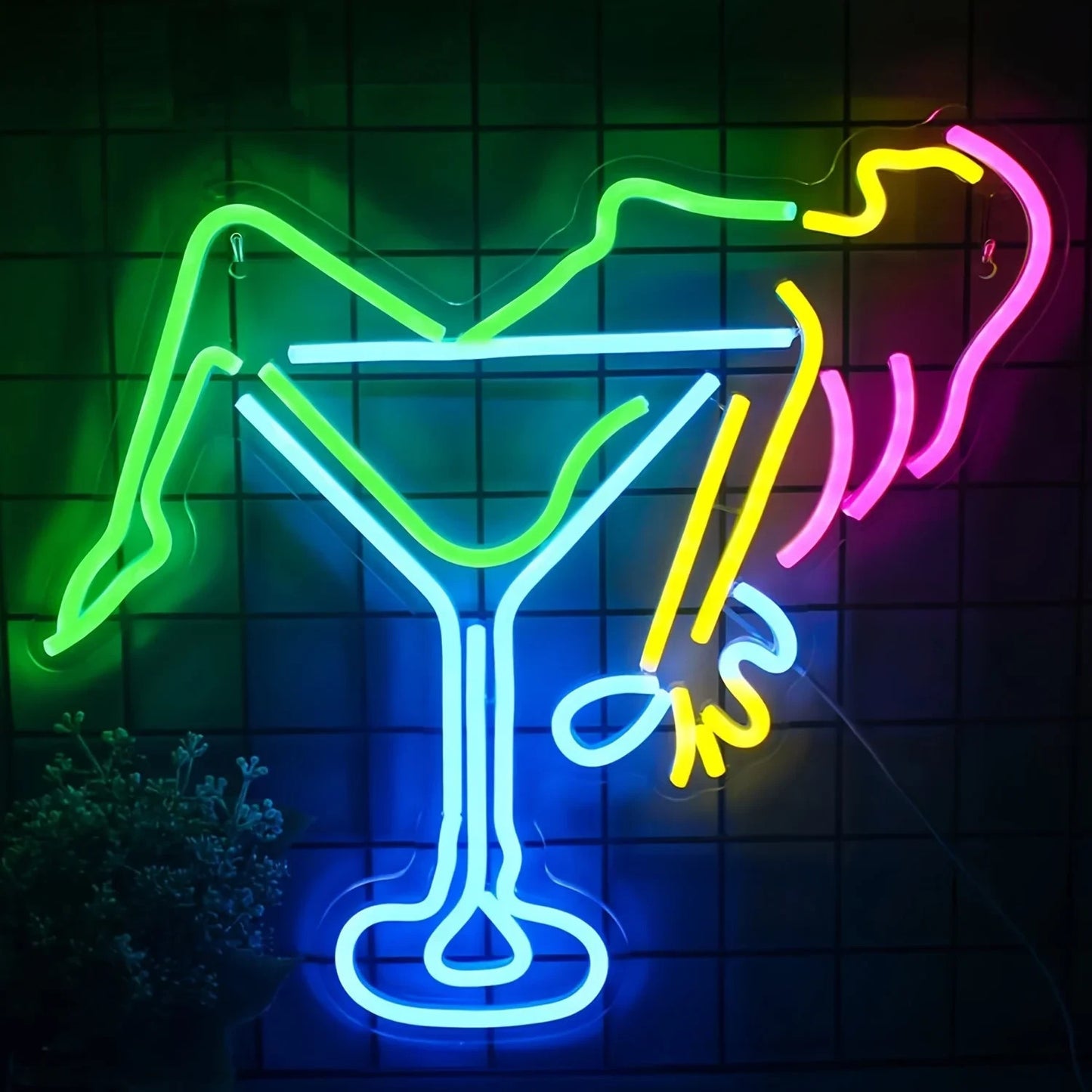 Burlesque Girl / Martini Glass Neon Sign - LED Light - Strip Club Sexy Stripper