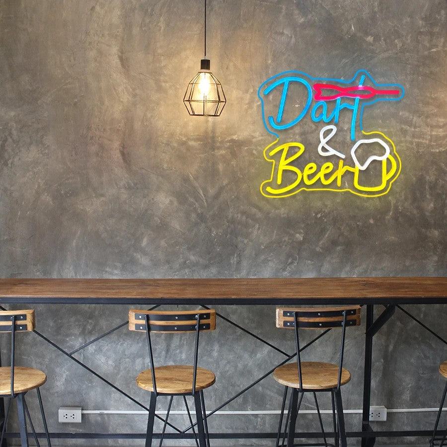 Darts & Beer ! Bar Neon Light - Pub Sign - Home Club etc LED Pint Dart Man Cave