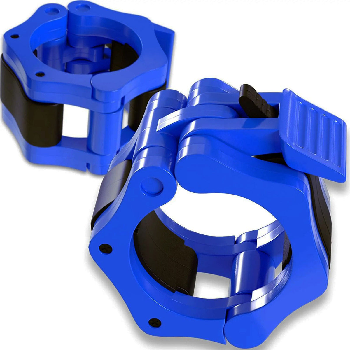 Olympic Bar Collar Clamps BLUE - 2 inch 50mm Barbell Gym Quick Clips Pair 5cm