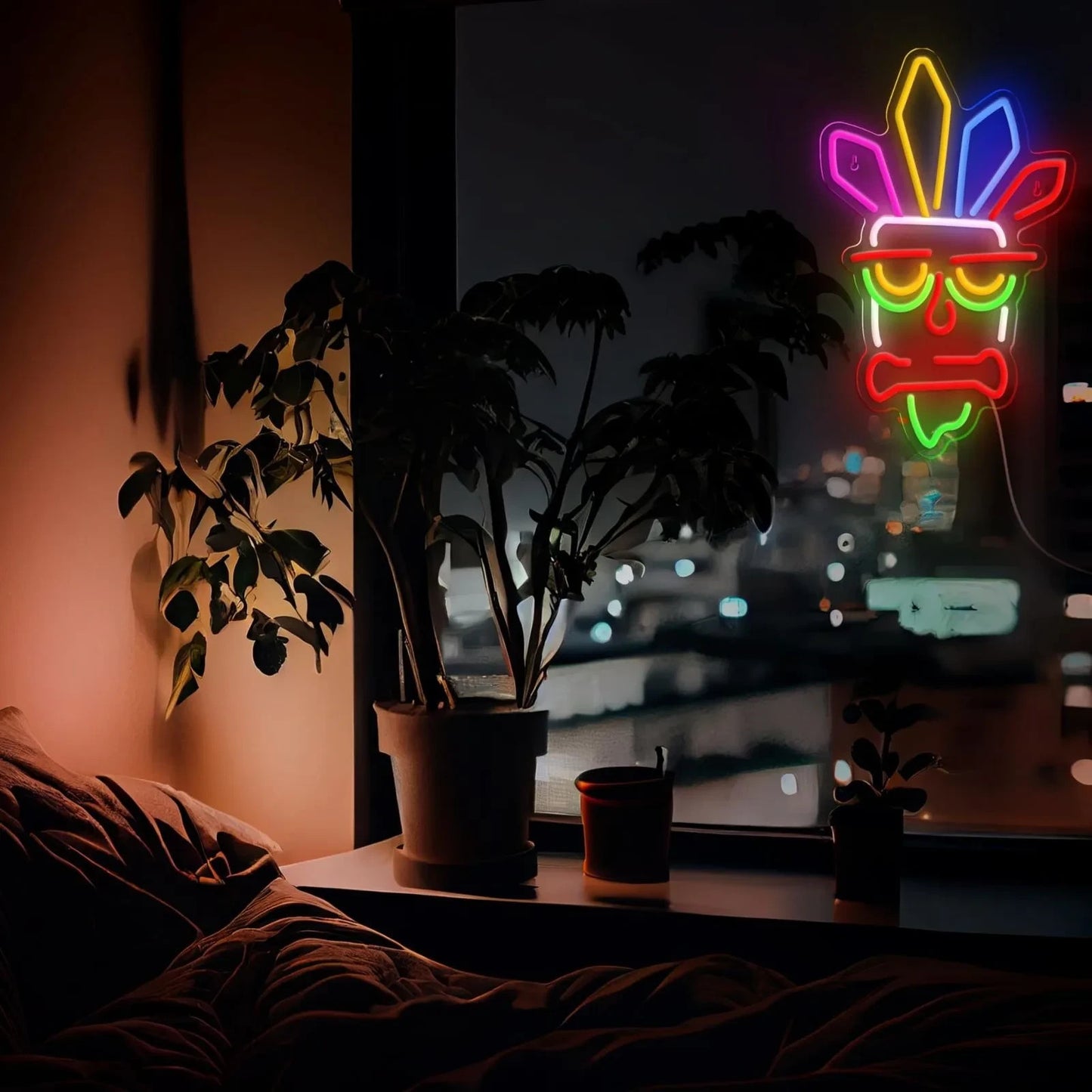 Aku Aku LED Neon Light - Gaming Sign Wall Crash Bandicoot Playstation Retro PS1