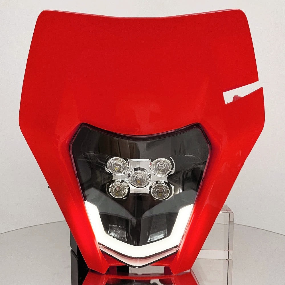 Universal Supermoto LED Headlight - For Kawasaki Suzuki Yamaha Motorcycle Red