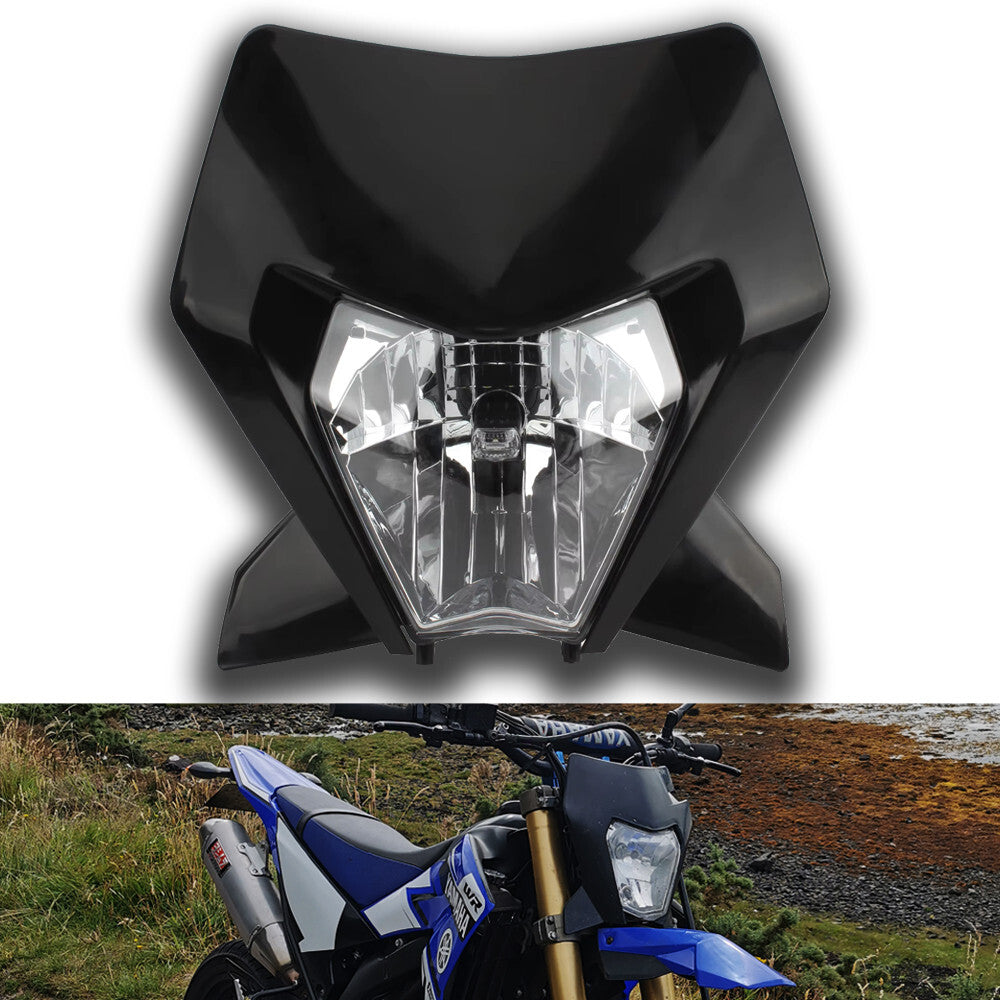 Universal Supermoto Enduro Headlight - For Honda Suzuki Yamaha Motorcycle BLACK