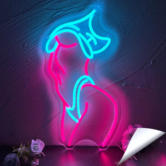 Stripper Girl Neon Sign - LED Light - Wall Strip Club Sexy topless Hot Party USB