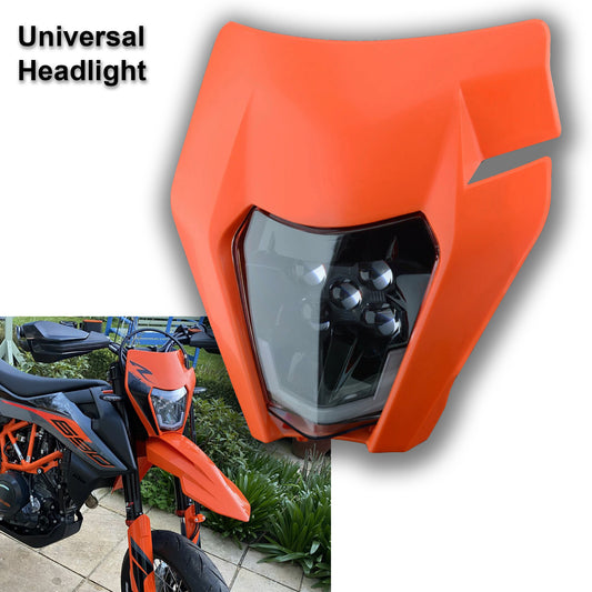 Universal Supermoto LED Headlight - For KTM Yamaha Enduro Motorcycle ORANGE