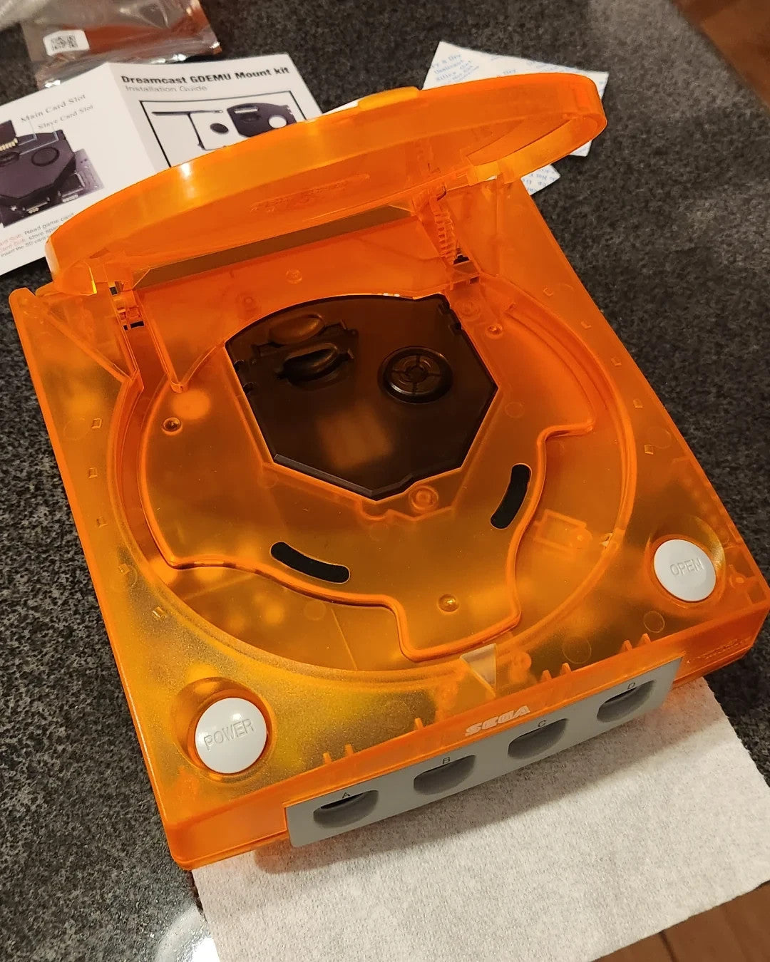 Replacement Casing / Shell / Case Sega Dreamcast Console - Transparent Orange