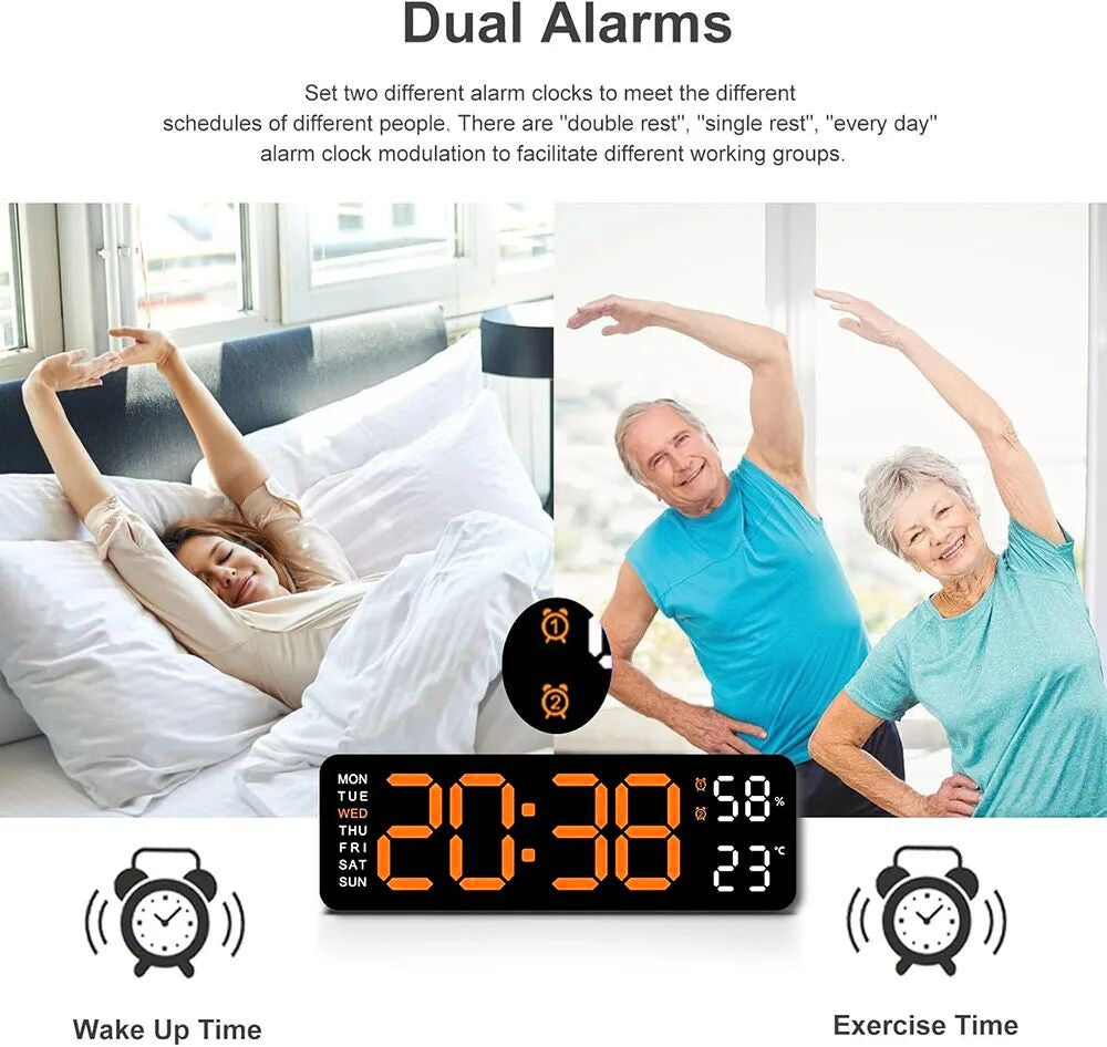 Digital Gym Wall Clock - Alarm Temperature / Time & Date gage Fitness Workout
