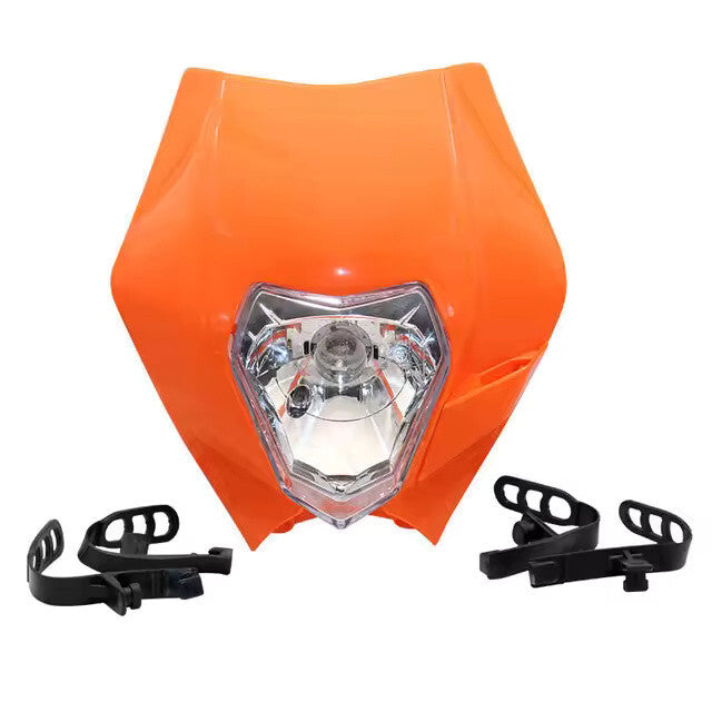 Universal Supermoto Enduro Headlight - For KTM Suzuki Yamaha Motorcycle ORANGE