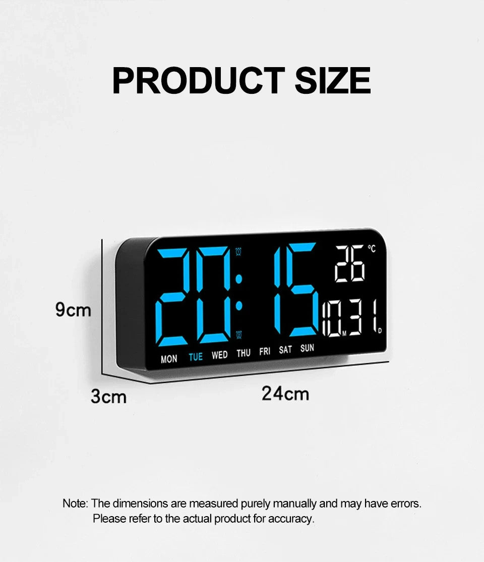 Digital Gym Wall Clock - 24CM Alarm Temperature / Time & Date gage Fitness Yoga