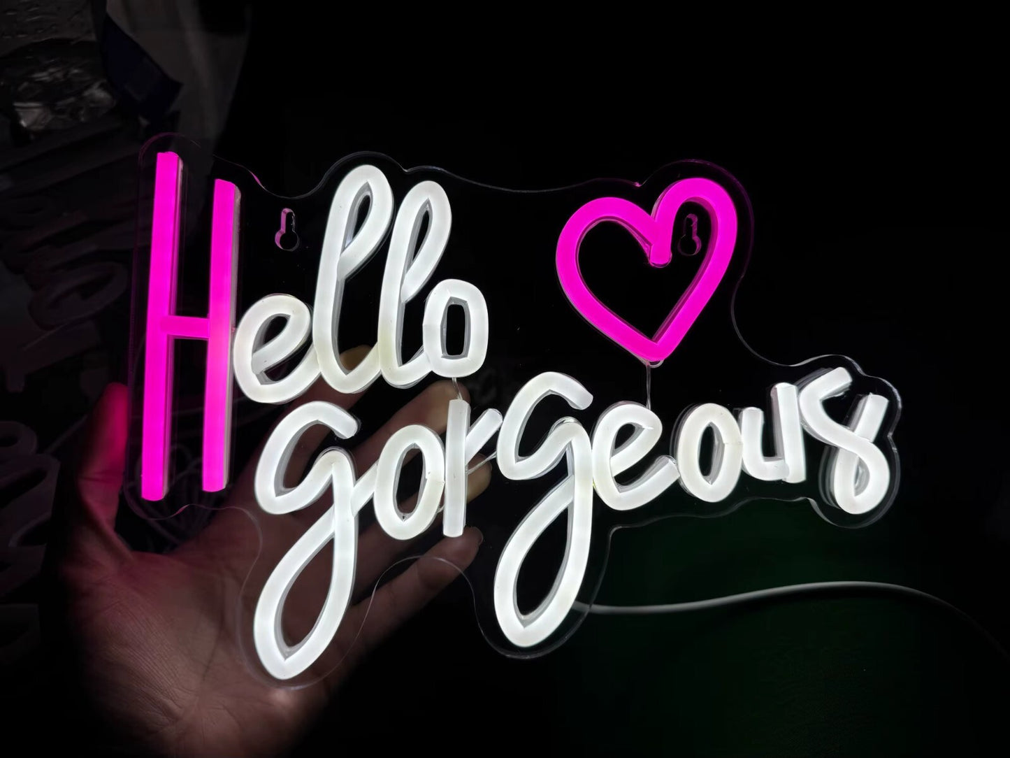 Hello Gorgeous - Neon Sign -Hair Dresser Beauty Salon Nails Lips Light LED