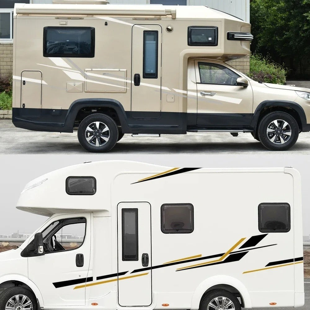 Campervan / Motorhome Decal Graphics Set, Black & Gold - Caravan Horsebox etc