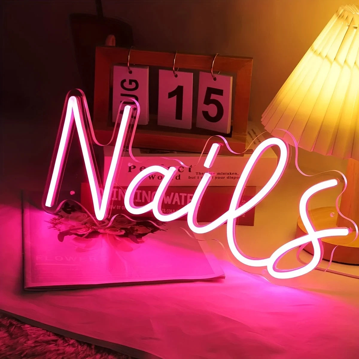 Nail Salon Light Neon Sign - Beauty Bar Lights Womens Nails Self Care Room LED