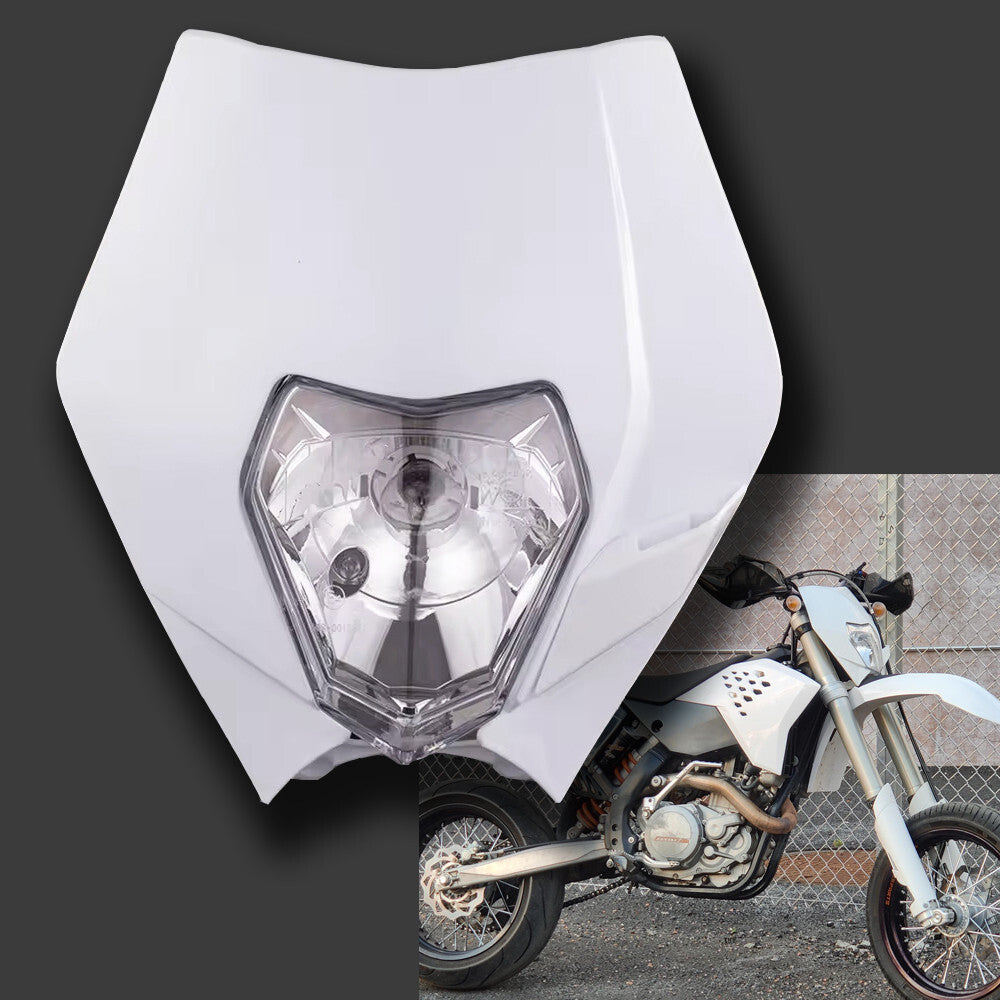Universal Supermoto Enduro Headlight - For Honda Suzuki Yamaha Motorcycle White