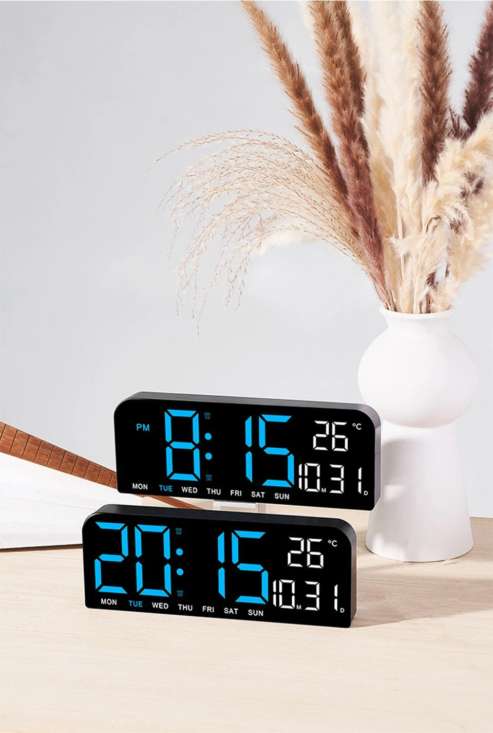 Digital Gym Wall Clock - 24CM Alarm Temperature / Time & Date gage Fitness Yoga
