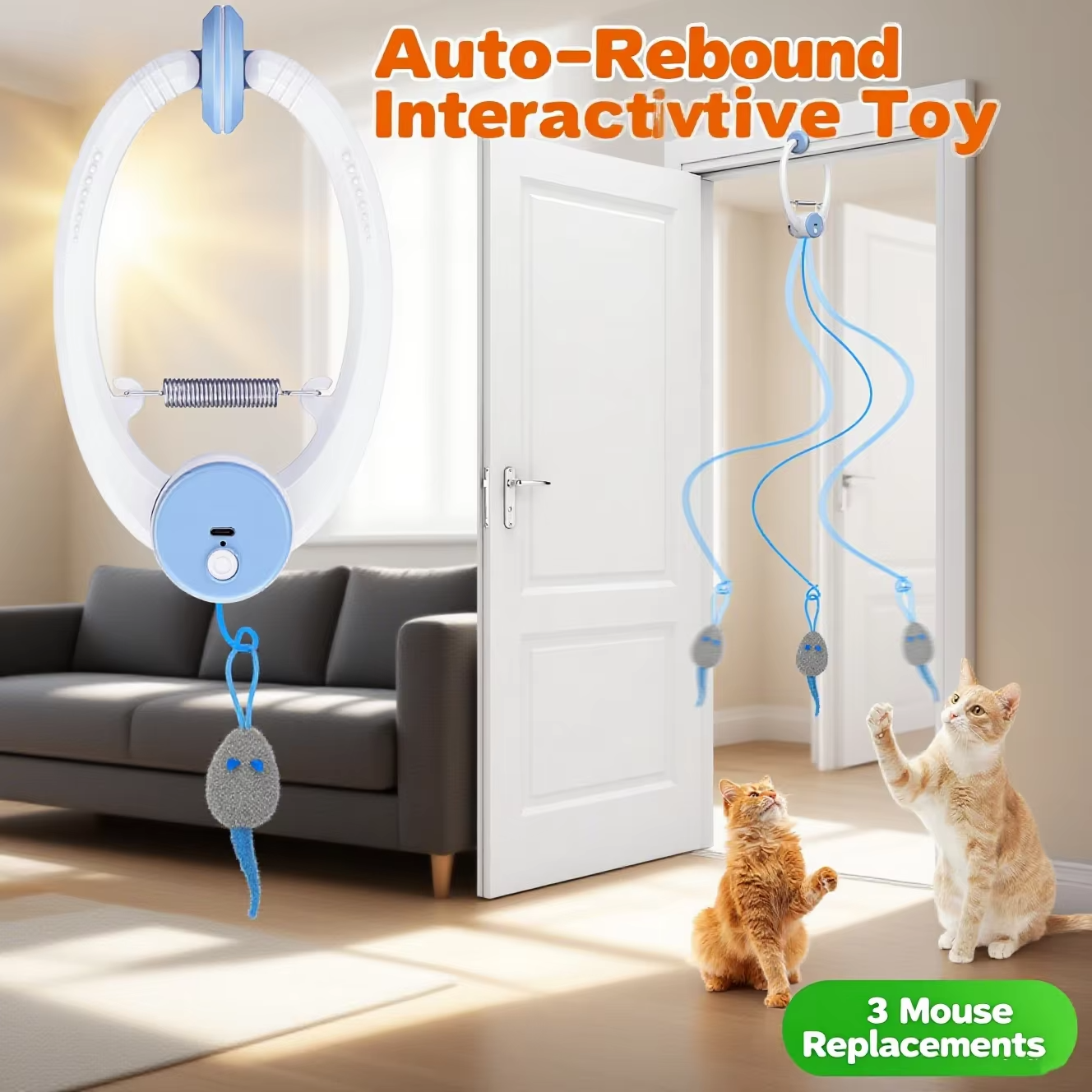 Interactive Door Hanging Cat Toy - Electric powered Automatic String Mice Toys