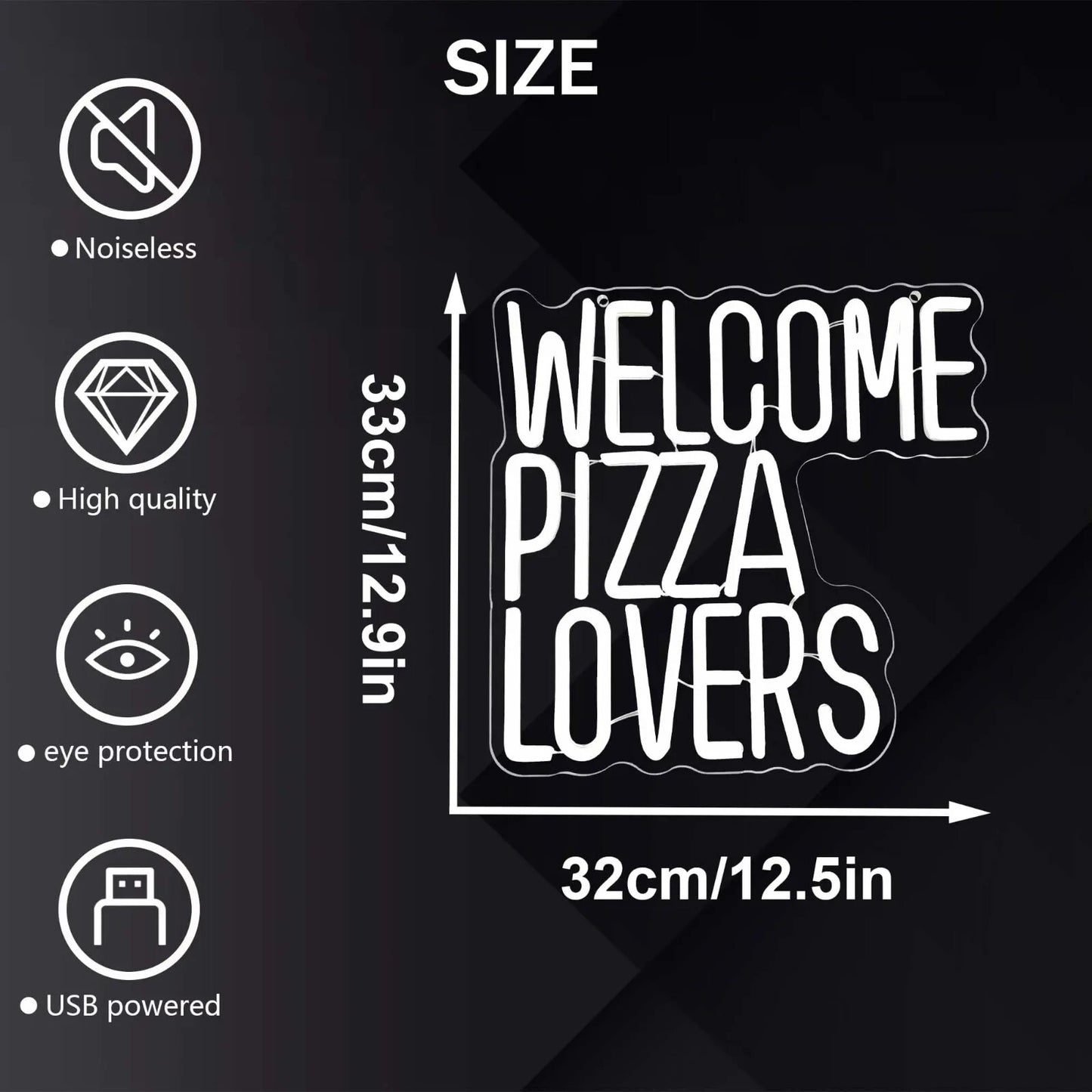 Welcome Pizza Lovers Neon Sign - LED Light Fast Food Pizza Shop Takeaway Italian
