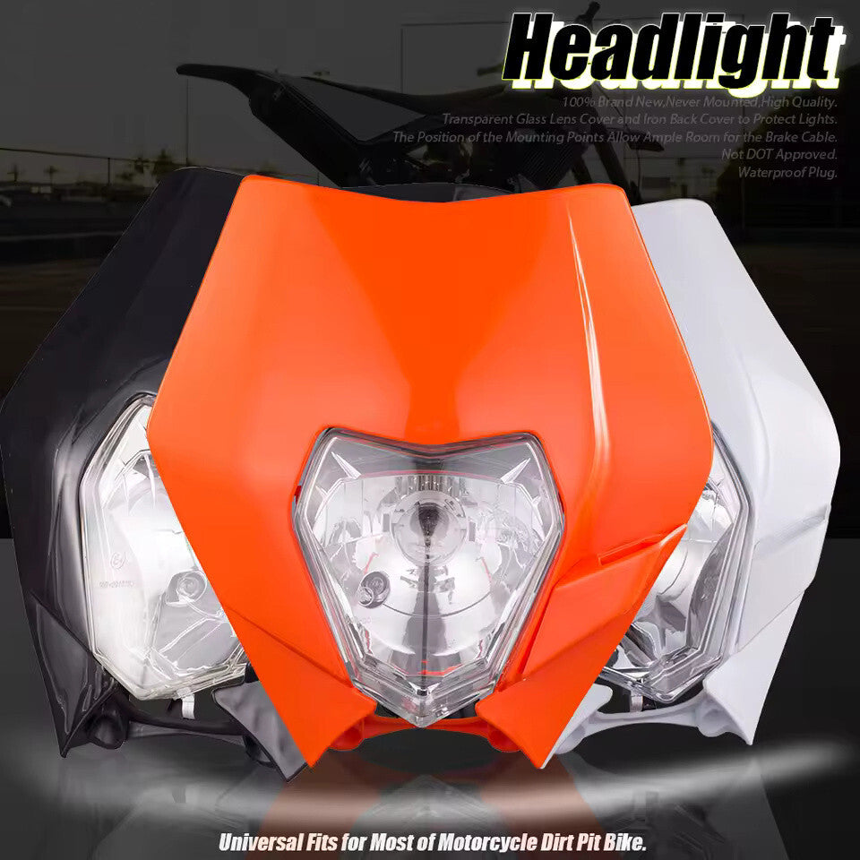 Universal Supermoto Enduro Headlight - For KTM Suzuki Yamaha Motorcycle ORANGE