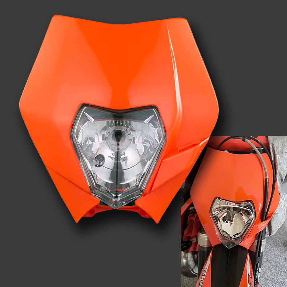 Universal Supermoto Enduro Headlight - For KTM Suzuki Yamaha Motorcycle ORANGE